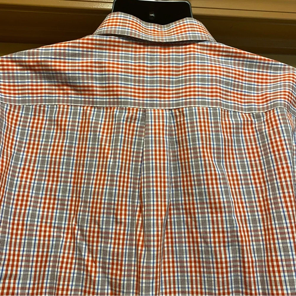 Banana Republic red/blue plaid button down long sleeve slim fit shirt sz 17/17.5